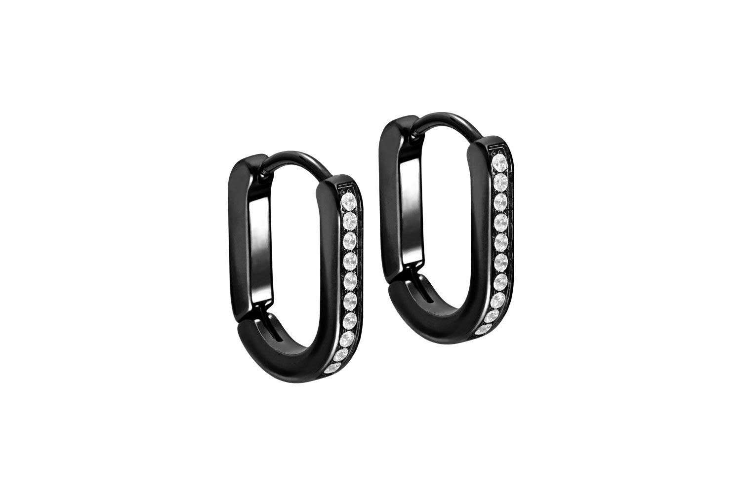 Chirurgenstahl Ohrclicker Creolen OVAL + EINGEFASSTE KRISTALLE von Piercingline